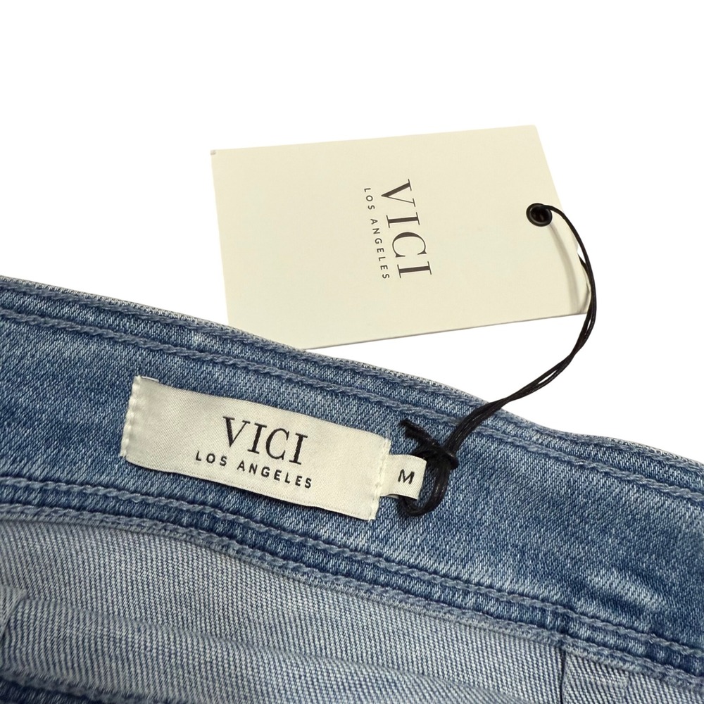 VICI Los Angeles Womens Denim Midi Wrap Skirt Jean Sz Medium Bow Tie Closure NWT - Picture 6 of 6